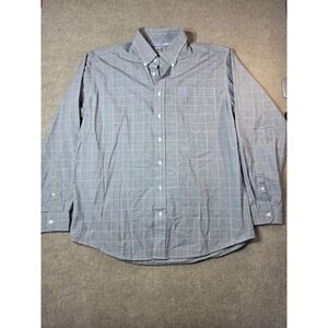 Cinch Men's Size M Button Down Shirt Long Sleeve Grey Purple Windowpane Plaid